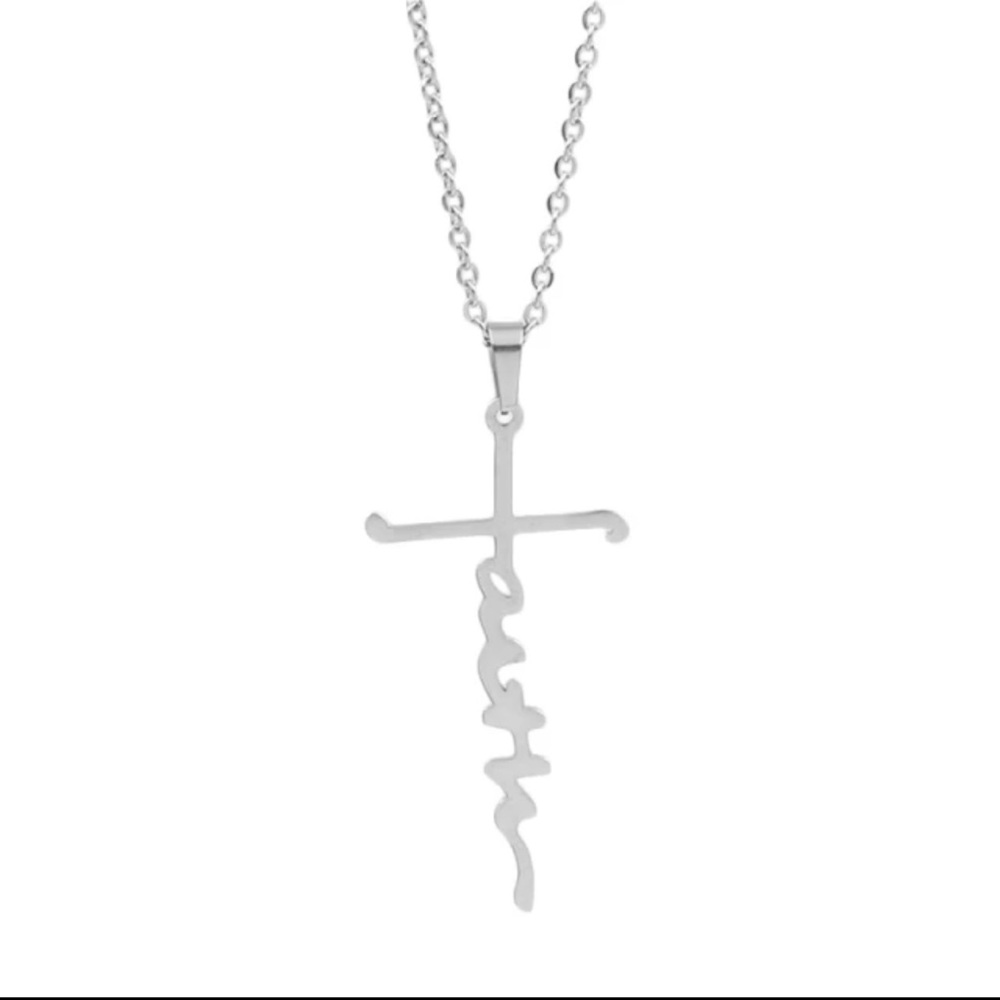 SILVER cross faith necklace